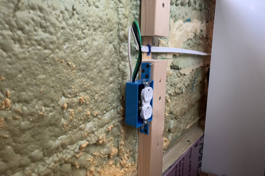 marine wire run to an outlet in our skoolie